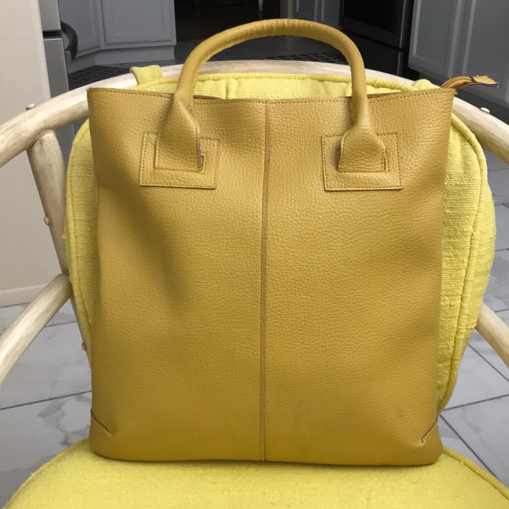 Yellow Leather Tote Bag - Classic Everyday Carry